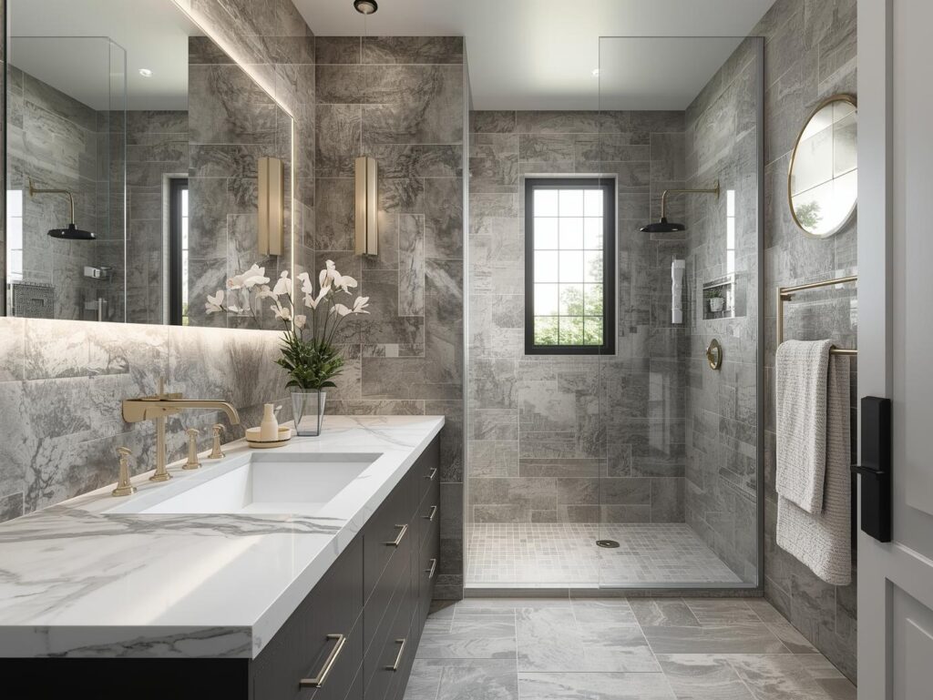 Bathroom showing mixed finishes for a balanced bathroom renovation cost.