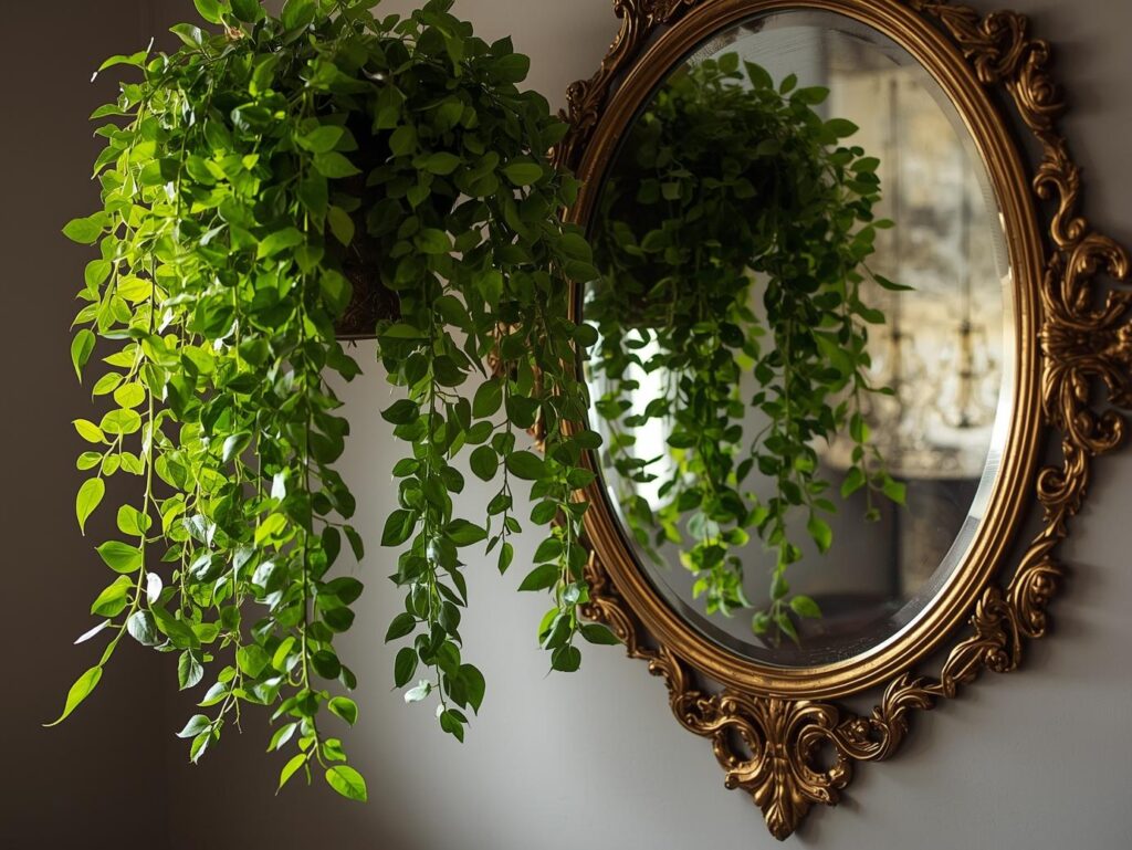 Stylish hanging planters showcasing biophilic bathroom trend design ideas.